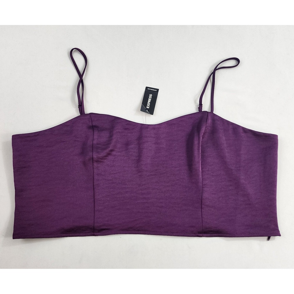 Express Top Blouse Womens XL Purple Polyester 29678471 Solid Sleeveless NEW